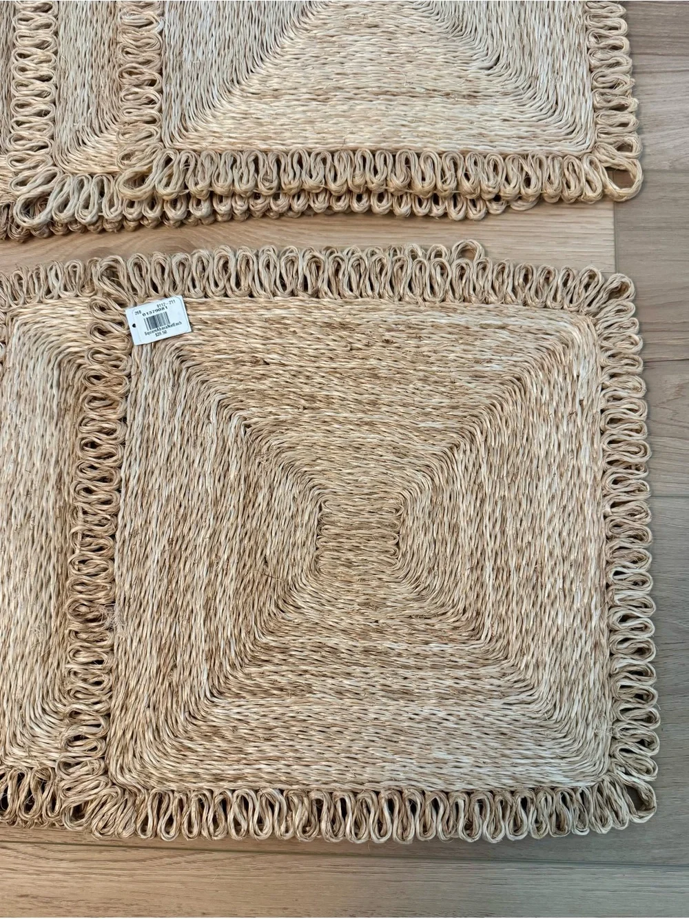 Natural Woven Square Abaca Placemat - Neutral Tan